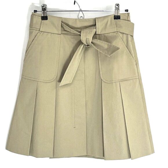 Escada Sport Tan Skirt Pleated Belted Size 4 US 34 German Academia Kawaii - Picture 1 of 16